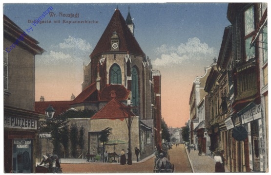 ak133485 Wiener Neustadt, Bahngasse mit Kapuzinerkirche