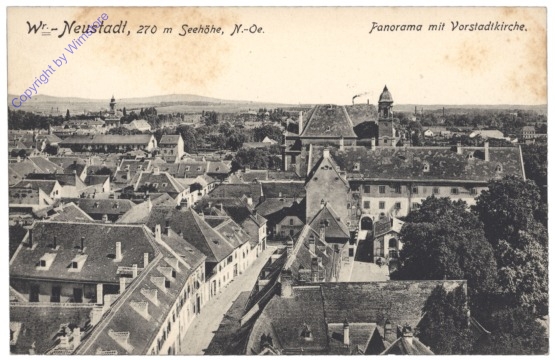 ak133512 Wiener Neustadt, Panorama mit Vorstadtkirche
