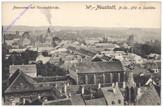 ak133513 Wiener Neustadt, Panorama mit Vorstadtkirche