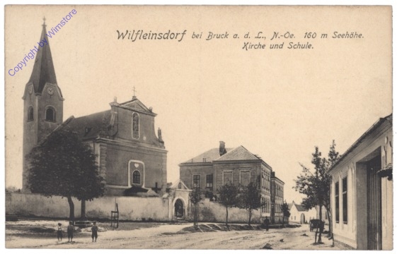 ak133560 Wilfleinsdorf, Kirche und Schule