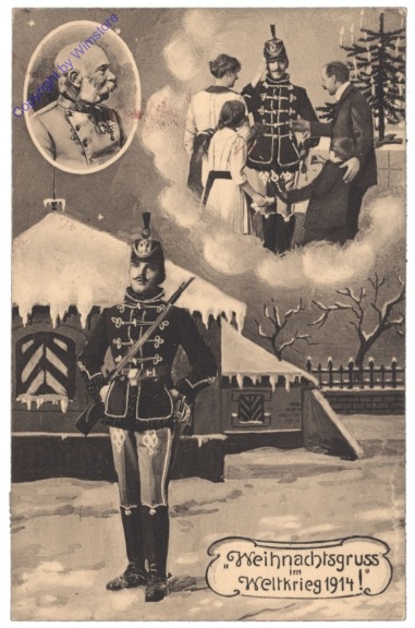 Kriegsweihnachten, Weihnachtsgruss im Weltkrieg 1914