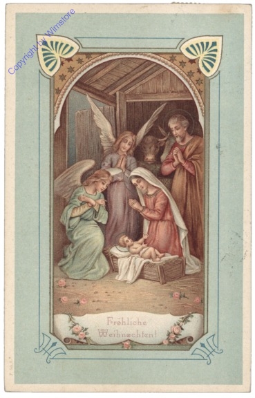 Krippenszene mit Engeln