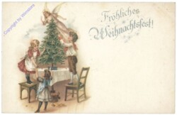 Kinder schmücken den Baum
