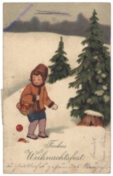 Mädchen verliert Äpfel aus dem Korb