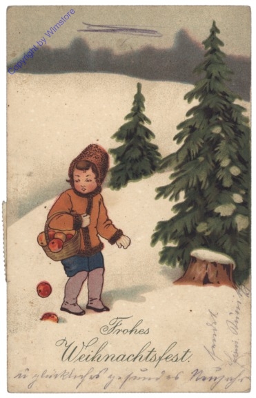 ak133811 Mädchen verliert Äpfel aus dem Korb