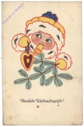 Kind mit Tröte und Zweig