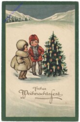 Kinder mit Christbaum