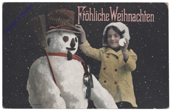 ak133874 Mädchen mit Schneemann