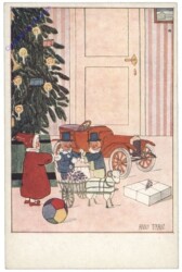 Spielzeug vor dem Christbaum