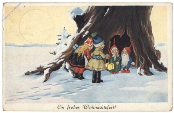 Mädchen mit Zwergen - Weihnachten