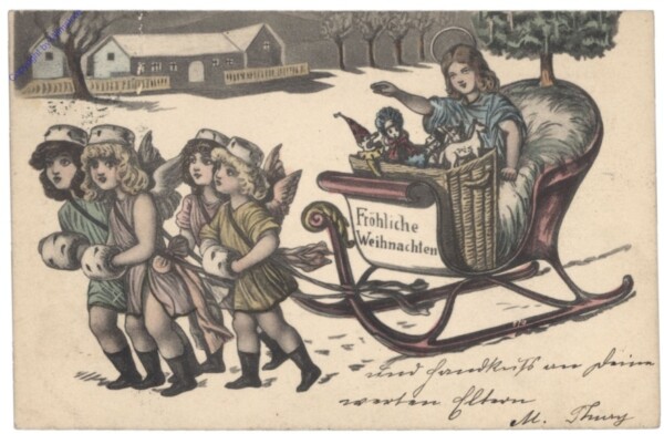 Christkind fährt Schlitten - Weihnachten