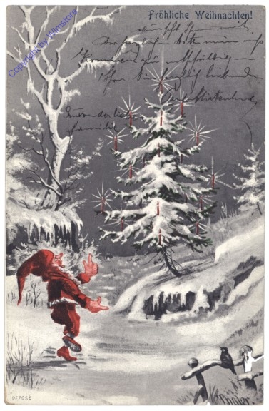 ak134011 Zwerg schmückt eine Tanne - Weihnachten