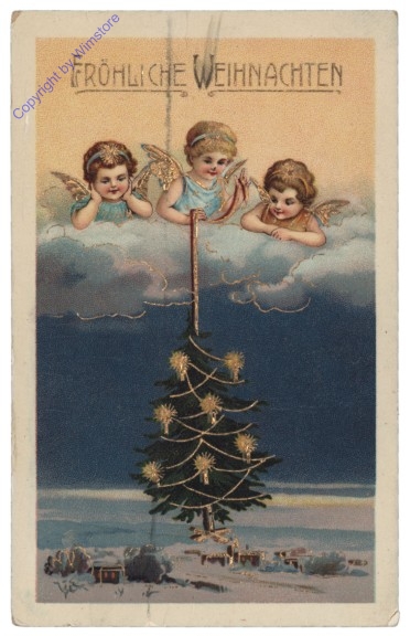 ak134032 Engerl lassen Christbaum hinab