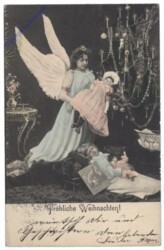 Engel mit Puppe und schlafendem Kind