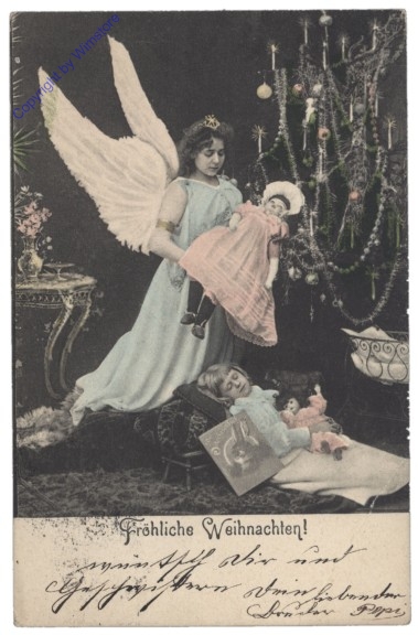 ak134035_1 Engel mit Puppe und schlafendem Kind