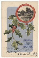 Ilexzweige mit Landschaft