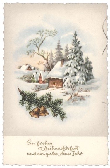 Verschneites Dorf
