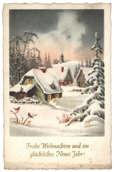 Verschneites Dorf