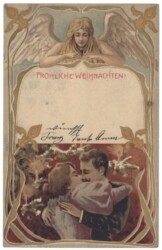 Weihnachtsengel mit küssendem Pärchen