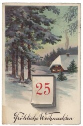 Kalenderblatt mit eingeschneitem Haus