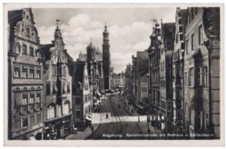 Augsburg, Karolinenstrasse mit Rathaus u. Perlachturm