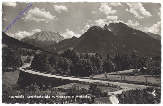 Berchtesgaden, Lattenbachbrücke m. Watzmann u. Hochkalter