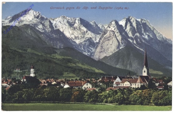 Garmisch-Partenkirchen, Garmisch gegen die Alp- und Zugspitze