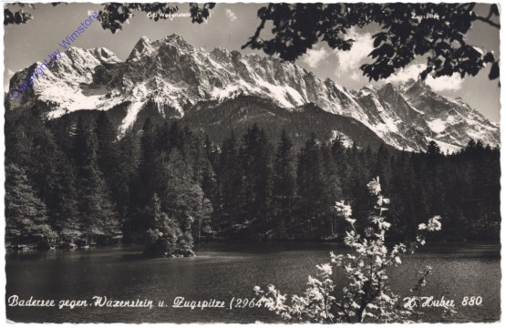 Grainau, Badersee gegen Waxenstein u. Zugspitze