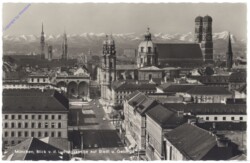 München, Blick v.d. Ludwigskirche auf Stadt u. Gebirge