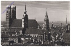 München, Blick auf Frauenkirche - Peterskirche u. Rathaus