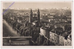 München, Isarpartie mit Gebirge