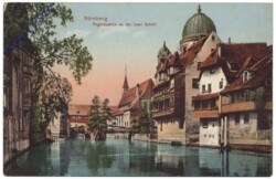 Nürnberg, Pegnitzpartie an der Insel Schütt, Synagoge