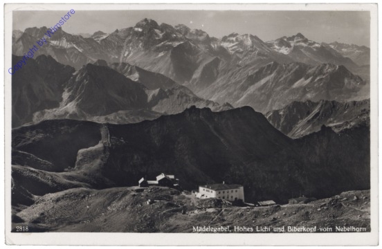 ak135151 Oberstdorf, Mädelegabel, Hohes Licht und Biberkopf vom Nebelhorn