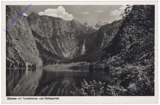 Schönau am Königsee, Obersee mti Teufelshörner und Röthbachfall
