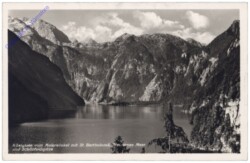 Schönau am Königsee, Königssee vom Malerwinkel mit St. Bartholomä, Steinernes Meer und Schönfeldspitze