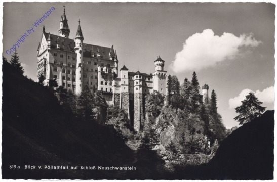 Schwangau, Blick v. Pöllathfalla uf Schloß Neuschwanstein