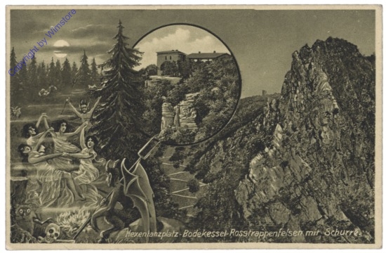 Thale, Hexentanzplatz Bodekessel-Rosstrappenfelsen mit Schurre