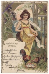 Dame beim Eiersuchen