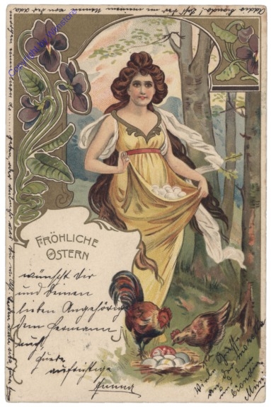 Dame beim Eiersuchen