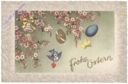 Blumen mit Eier und Vogel