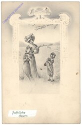 Dame mit Kindern und Ei