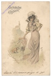 ak135601 Dame mit Lammund Hasen