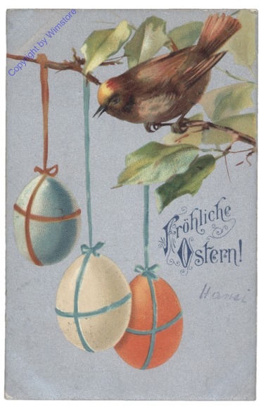 Ostereier mit Vogel