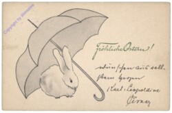 Hase mit Regenschirm