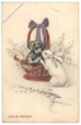 Hund und Hase im Korb