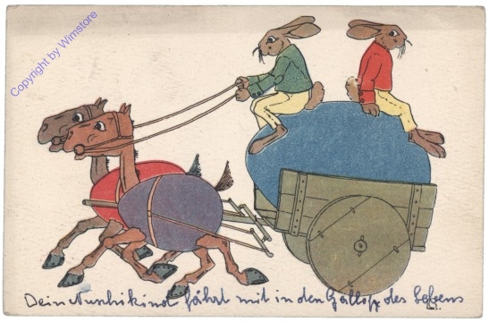 Hasen auf Kutsche