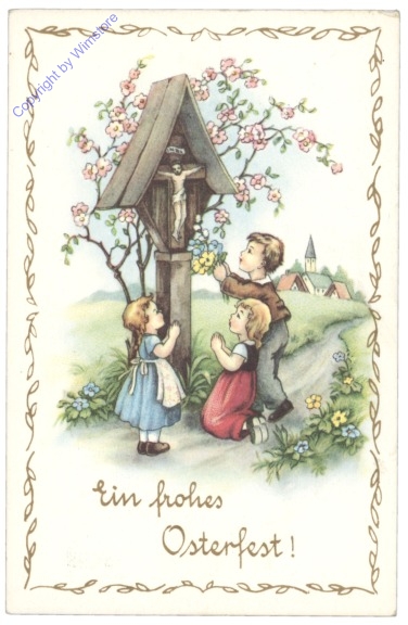 Kinder unter einem Kreuz