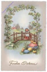 Mädchen sieht über den Zaun