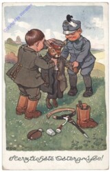 Soldaten staffieren Osterhasen aus