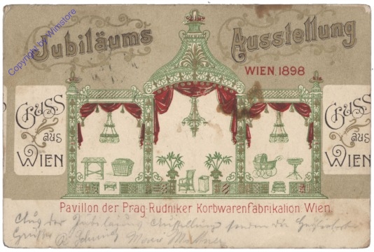 ak135860 Wien, jubiläums Ausstellung Wien 1898; Prag. Rudniker Korbwarenfabrikation